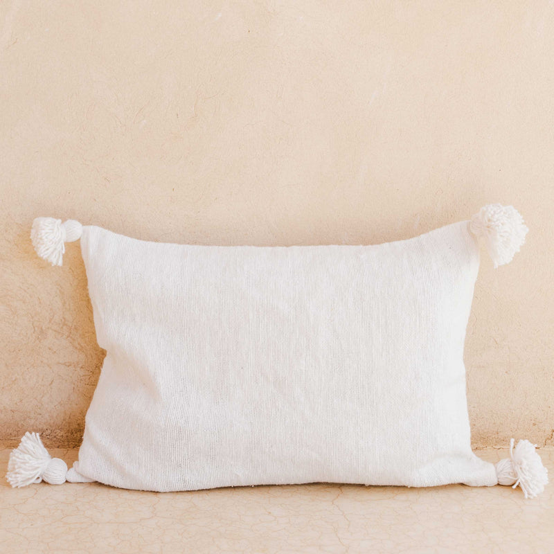 White Pom Pom Cushion 40x60cm