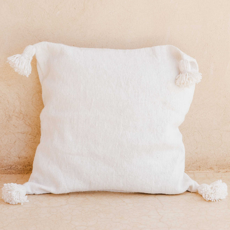 White Pom Pom Cushion 50x50cm